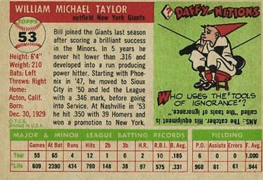 Bill Taylor  baseball card collectible - Main Image 2