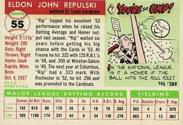 Rip Repulski  baseball card collectible - Main Image 2