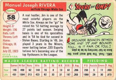 Jim Rivera  baseball card collectible - Main Image 2