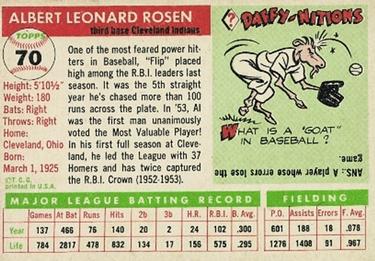 Al Rosen  baseball card collectible - Main Image 2