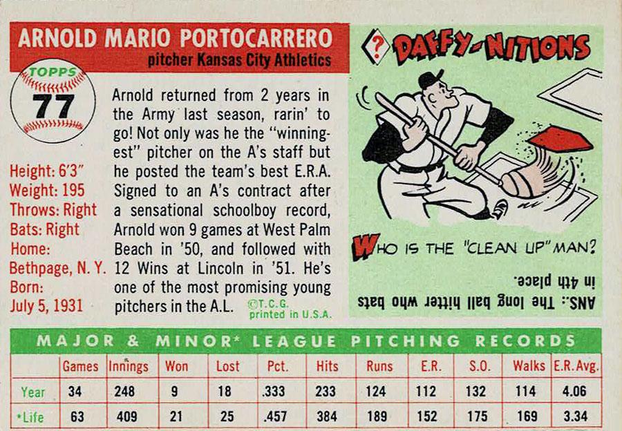 Arnold Portocarrero  baseball card collectible - Main Image 2