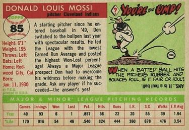 Don Mossi  baseball card collectible - Main Image 2