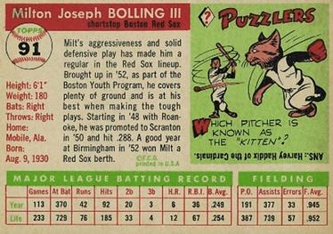 Milt Bolling  baseball card collectible - Main Image 2