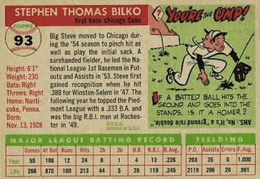Steve Bilko  baseball card collectible - Main Image 2