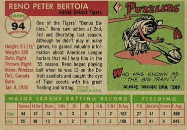 Reno Bertoia  baseball card collectible - Main Image 2