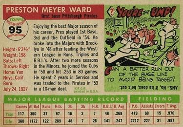 Preston Ward  baseball card collectible - Main Image 2