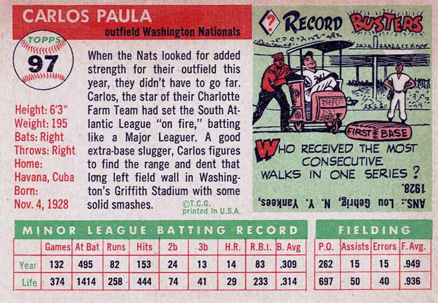 Carlos Paula  baseball card collectible - Main Image 2