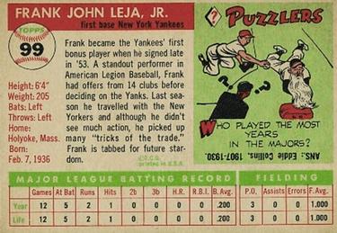 Frank Leja  baseball card collectible - Main Image 2