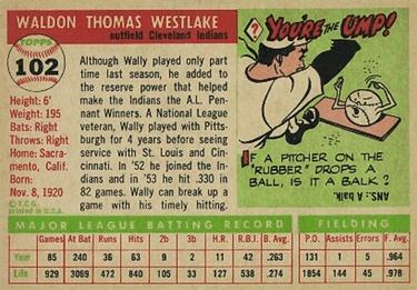 Wally Westlake  baseball card collectible - Main Image 2