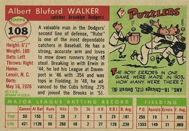 "Rube” Walker  baseball card collectible - Main Image 2