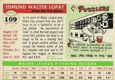 Ed Lopat  baseball card collectible - Main Image 2