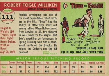 Bob Milliken  baseball card collectible - Main Image 2