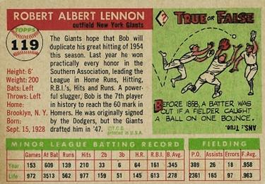 Bob Lennon  baseball card collectible - Main Image 2