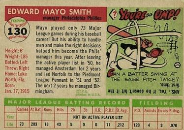 Mayo Smith  baseball card collectible - Main Image 2