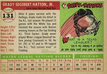 Grady Hatton  baseball card collectible - Main Image 2