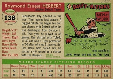 Ray Herbert  baseball card collectible - Main Image 2