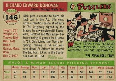 Dick Donovan  baseball card collectible - Main Image 2