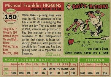 Mike Higgins  baseball card collectible - Main Image 2