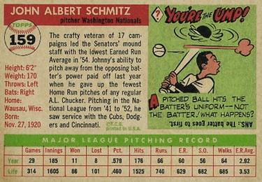 Johnny Schmitz  baseball card collectible - Main Image 2