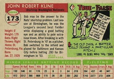 Bob Kline  baseball card collectible - Main Image 2
