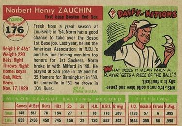 Norm Zauchin  baseball card collectible - Main Image 2