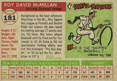 Roy McMillan  baseball card collectible - Main Image 2