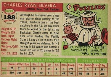 Charlie Silvera  baseball card collectible - Main Image 2