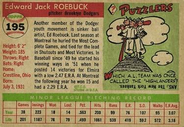 Ed Roebuck  baseball card collectible - Main Image 2