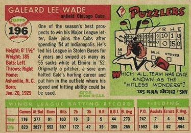 Gale Wade  baseball card collectible - Main Image 2