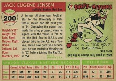 Jackie Jensen  baseball card collectible - Main Image 2