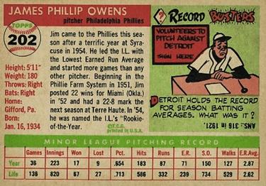 Jim Owens  baseball card collectible - Main Image 2
