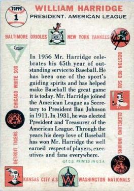 Will Harridge  baseball card collectible - Main Image 2