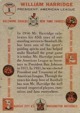Will Harridge  baseball card collectible - Main Image 2