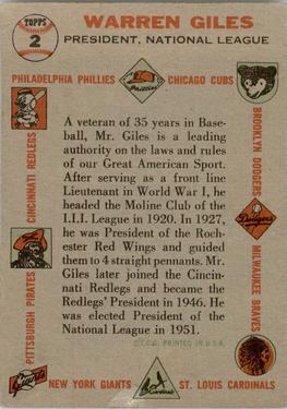 Warren Giles  baseball card collectible - Main Image 2