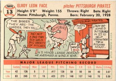 Roy Face  baseball card collectible - Main Image 2