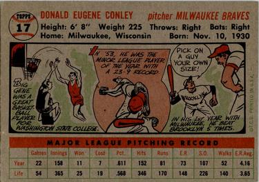 Gene Conley  baseball card collectible - Main Image 2