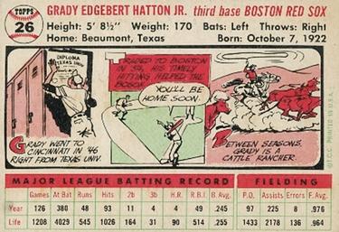 Grady Hatton  baseball card collectible - Main Image 2