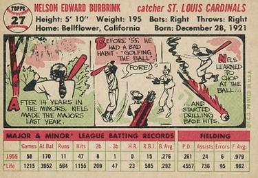 Nelson Burbrink  baseball card collectible - Main Image 2