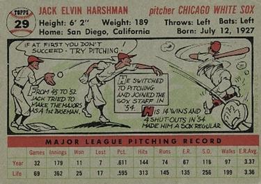 Jack Harshman  baseball card collectible - Main Image 2