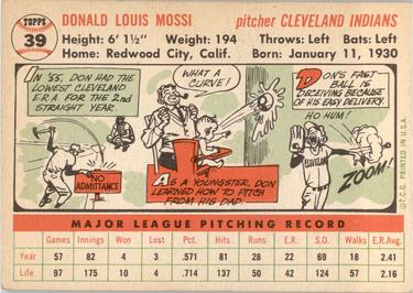 Don Mossi  baseball card collectible - Main Image 2