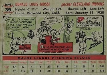 Don Mossi  baseball card collectible - Main Image 2
