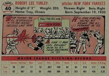 Bob Turley  baseball card collectible - Main Image 2