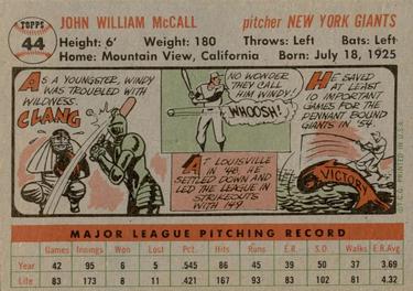 Windy McCall  baseball card collectible - Main Image 2