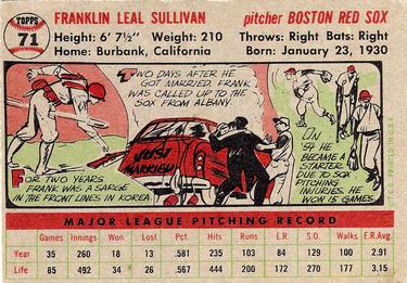 Frank Sullivan  baseball card collectible - Main Image 2