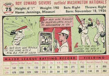 Roy Sievers  baseball card collectible - Main Image 2