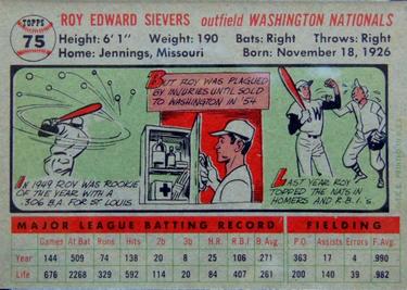 Roy Sievers  baseball card collectible - Main Image 2