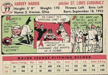 Harvey Haddix  baseball card collectible - Main Image 2