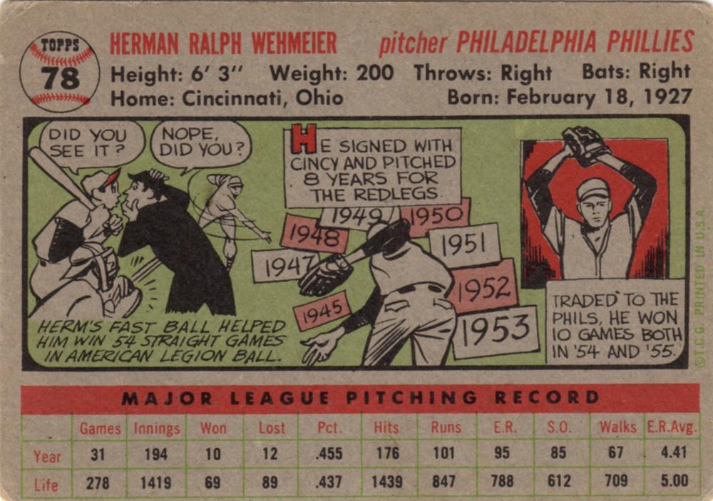 Herman Wehmeier  baseball card collectible - Main Image 2