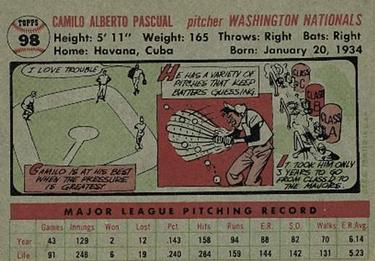 Camilo Pascual  baseball card collectible - Main Image 2