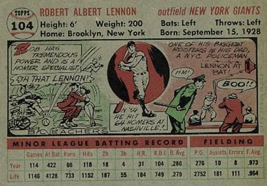 Bob Lennon  baseball card collectible - Main Image 2